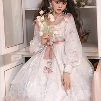 Elegent Gorgeous French Europe Style Classic Light Pure White Lily Flower Lace Dress - Thumbnail 3