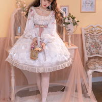 Elegent Gorgeous French Europe Style Classic Light Pure White Lily Flower Lace Dress - Thumbnail 1