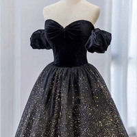 Black tulle sequins long ball gown formal gown - Thumbnail 1
