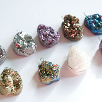 Initial Purple Druzy short necklace - Thumbnail 1