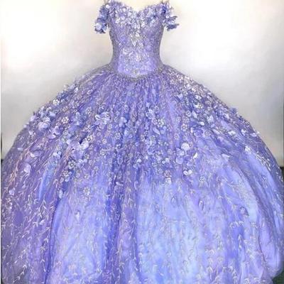 Off shoulder lace floral quinceanera dresses with warp puffy skirt  - Thumbnail 2