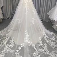 Spaghetti Straps Mermaid Ivory Long Lace Wedding Dresses - Thumbnail 3