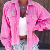 Pink Temperament Long Sleeve Button Coat - Thumbnail 1