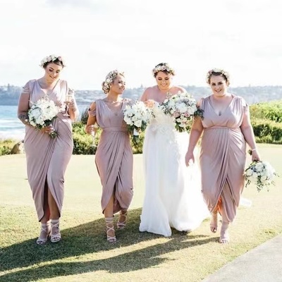 Plus Size Ankle Length Bridesmaid Dresses BD0
