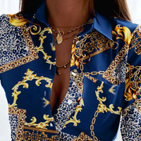 Elegant Vintage Chain Printed Long Sleeve Shirt - Thumbnail 2