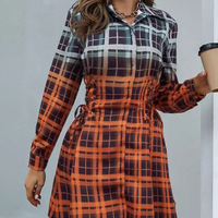 Casual Elegant Plaid Long Sleeve Dress - Thumbnail 1