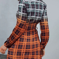 Casual Elegant Plaid Long Sleeve Dress - Thumbnail 2