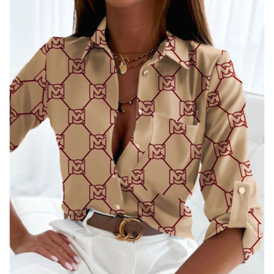 Women's printed casual long sleeved shirt