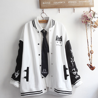 Cute cat baseball uniform couple jacket jacket - Thumbnail 1
