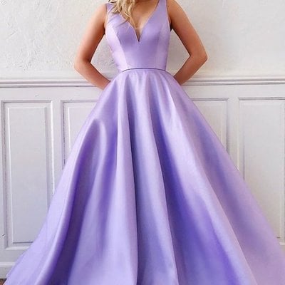 Sp2207,simple v neck purple satin long prom dress purple long formal dress