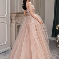 SP1198,Elegant pink tulle long prom evening dresses,pleated formal gown - Thumbnail 4