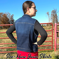 Jessa Dark Wash Jean Denim Vest - Thumbnail 1
