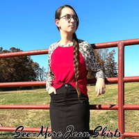 JUNGLE IN COLOR LONG SLEEVE TOP-Black, Red, Mustard - Thumbnail 1