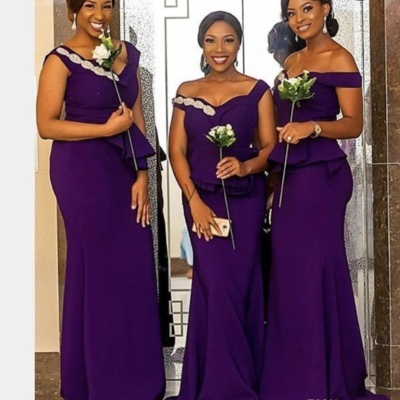 Dark purple bridesmaid dresses mermaid off shoulder bd9 - Thumbnail 3