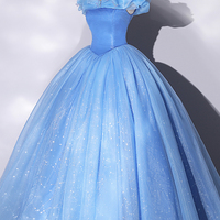 Blue Tulle Long Prom Dress, A-Line Evening Dress - Thumbnail 1