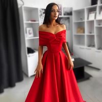 SP1193,Off the shoulder prom dresses,red a-line evening formal gown - Thumbnail 1