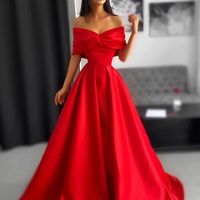 SP1193,Off the shoulder prom dresses,red a-line evening formal gown - Thumbnail 2