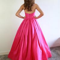 SP1186,Hot Pink Strapless Sweetheart With Cute Bow Ties A-line Long Prom Dress - Thumbnail 1