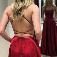Charming A Line Burgundy Side Slit Long Prom Dress - Thumbnail 1
