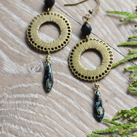 Twilight Dagger Earring, Ornate Brass Earring, Dangle Earrings - Thumbnail 3