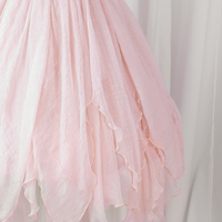 Princess Fairy Fairytale Ruffled Tulle Pearl Rose Lace Soft Sweet Pink Layered Dress - Thumbnail 6