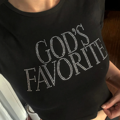 Free Shipping-GOD'S FAVOURITE RHINESTONE TOP  