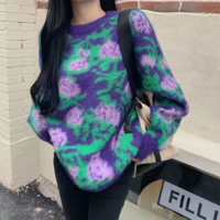 Purple Rose Embroidery Knit Sweater - Thumbnail 3