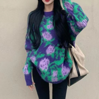 Purple Rose Embroidery Knit Sweater - Thumbnail 4