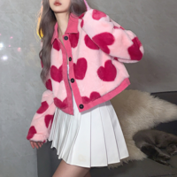 Fluffy Love Heart Pink Coat - Thumbnail 1