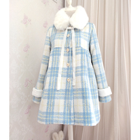 Original preppy style thickened plaid woolen coat fur collar plaid coat - Thumbnail 2