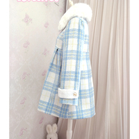 Original preppy style thickened plaid woolen coat fur collar plaid coat - Thumbnail 4