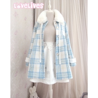 Original preppy style thickened plaid woolen coat fur collar plaid coat - Thumbnail 5
