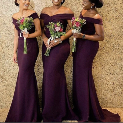 Grape bridesmaid dresses off shoulder mermaid bd5 - Thumbnail 2
