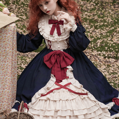 French european style gothic elegant fae princess black red pink white ribbon dress - Thumbnail 5