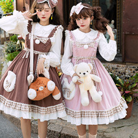 New Sling Pink Cute Fur Ball Rabbit Dress - Thumbnail 1