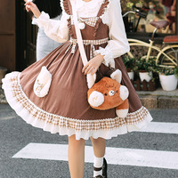 New Sling Pink Cute Fur Ball Rabbit Dress - Thumbnail 4