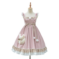 New Sling Pink Cute Fur Ball Rabbit Dress - Thumbnail 7