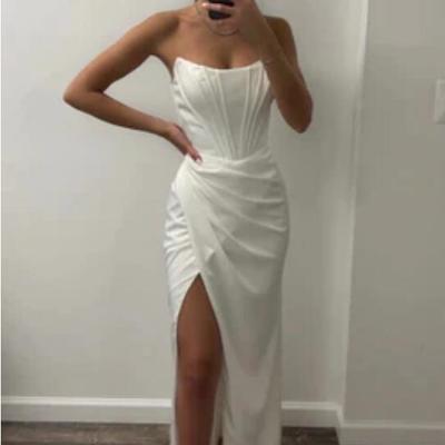 Sexy a line strapless split prom dress  - Thumbnail 3