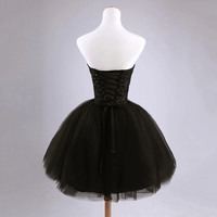 Sweetheart A-line black tulle prom dress, evening dress, bridesmaid dress - Thumbnail 2
