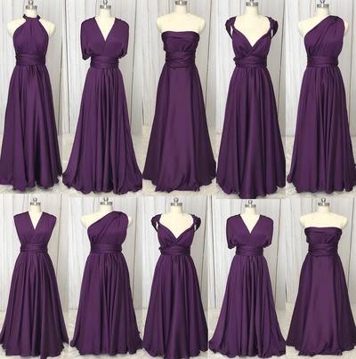 Simple A Line Purple Long Bridesmaid Dresses For Wedding