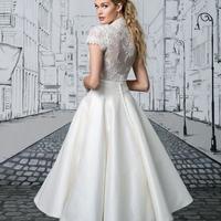 Vintage Cute Ivory Stain Lace Wedding Dress  - Thumbnail 1