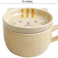 Cute Ceramic Cat Mug with Lid - Thumbnail 6