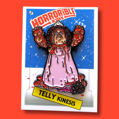 Horrorible kids telly kinesis - limited edition enamel pin