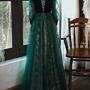 Elegant floor length dark green lace tulle Prom Dress-1
