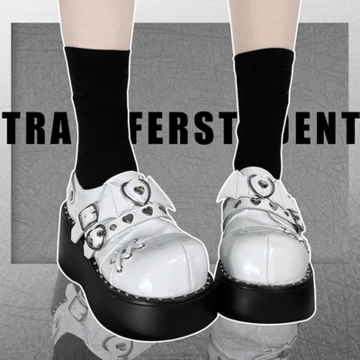 Original crescent moon bat platform shoes punk platform shoes leather shoes - Thumbnail 2