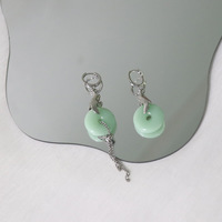 Chinese Style Asymmetric Jade Tassel Necklace Earrings Set - Thumbnail 5
