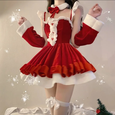 New  kawaii fashion clothes new arrival/ red/pink kawaii christmas dress set