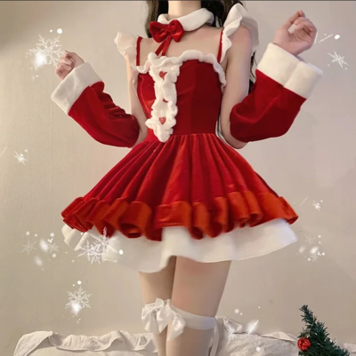 New  Kawaii Fashion Clothes New Arrival/ Red/Pink Kawaii Christmas Dress Set