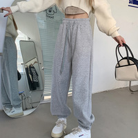 Plain Fleece-Lined Sweatpants - Thumbnail 8