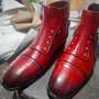 Men's Red Leather Cap Toe Fashion Zipper Fastening Handmade Boot -1
